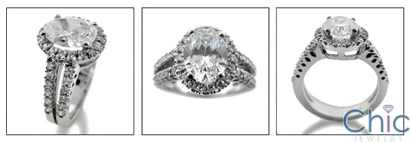 Anniversary 2.5 Oval Split Pave Cubic Zirconia Cz Ring