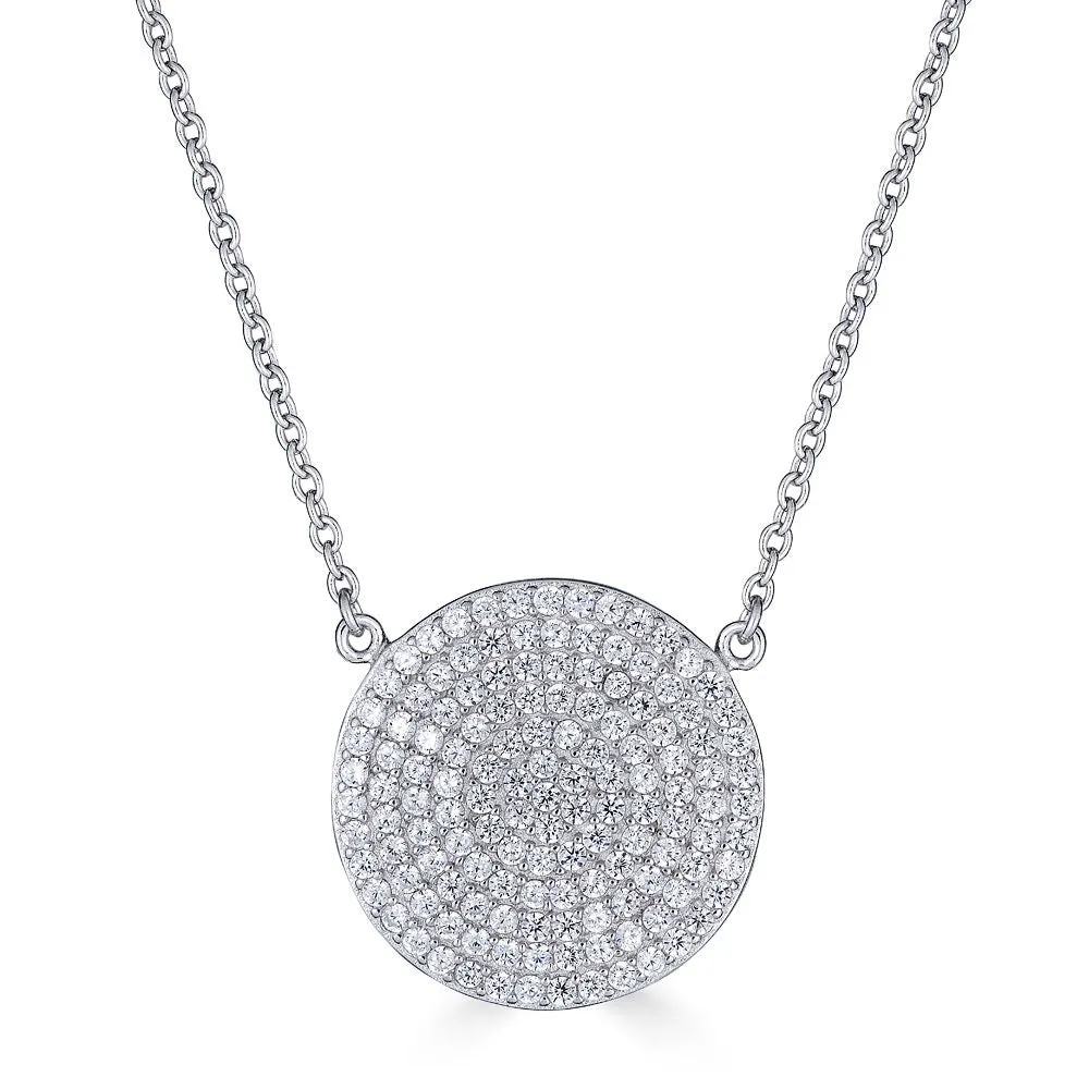 Aurora Pave Disc Necklace