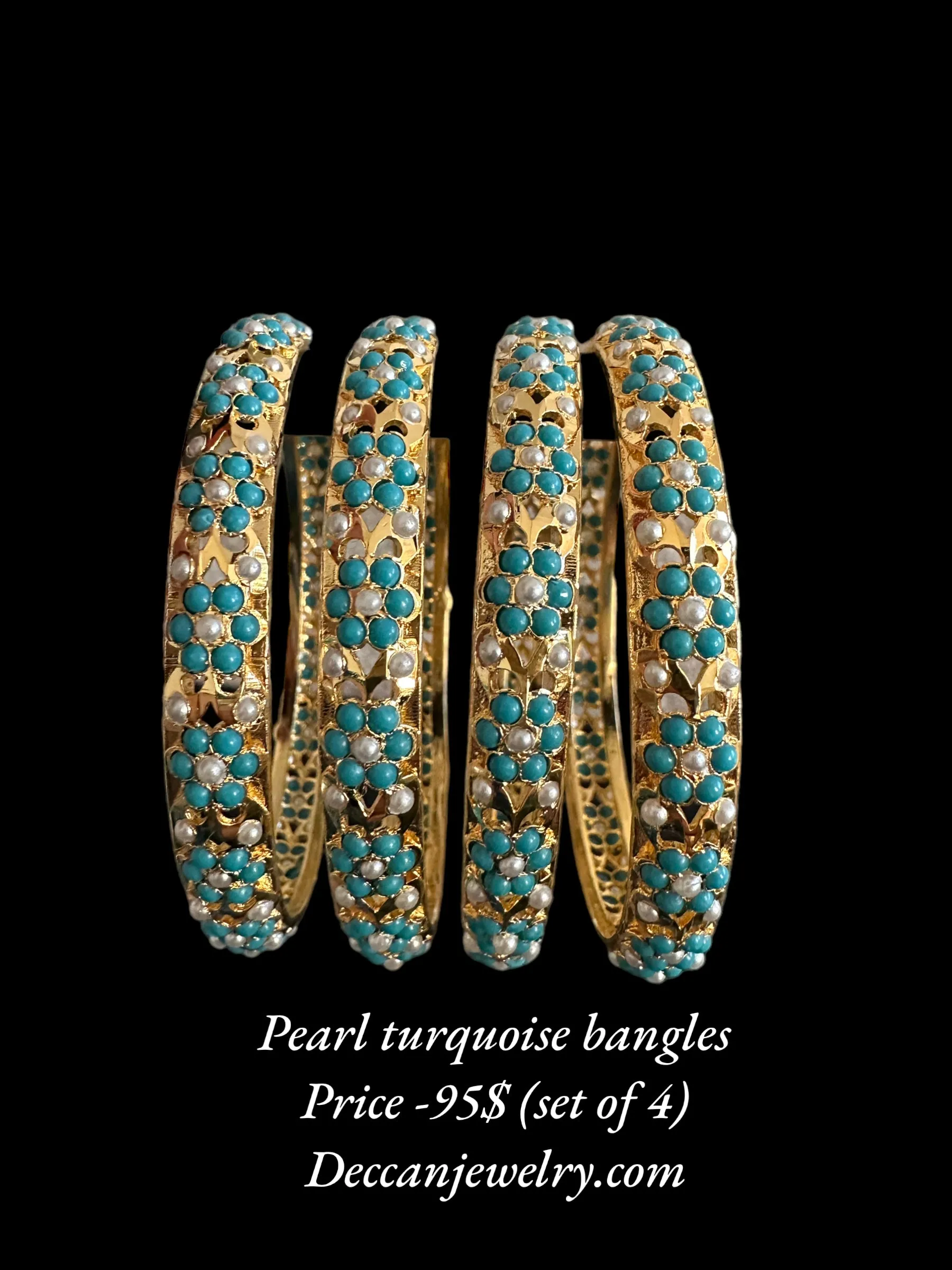 B194 Amira turquoise and pearl bangles ( READY TO SHIP )