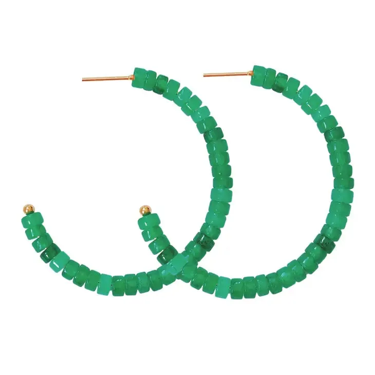 Beaded Candy Hoops - Green