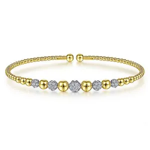 Beaded Yellow Gold Bangle Bracelet