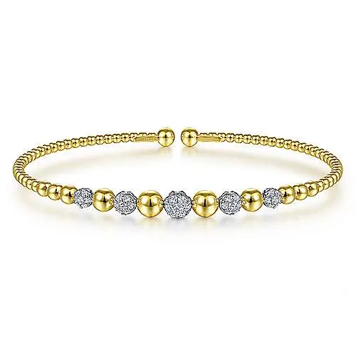 Beaded Yellow Gold Bangle Bracelet