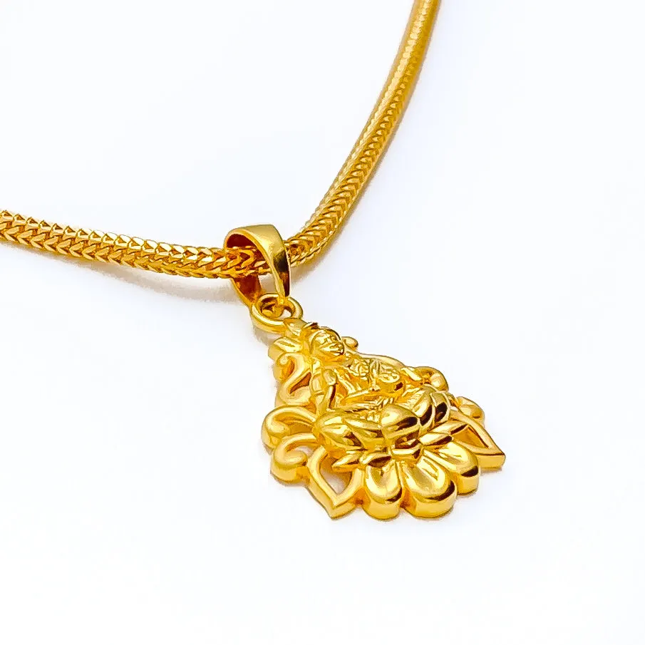 Beautiful  Floral Maha Lakshami 22k Gold Pendant