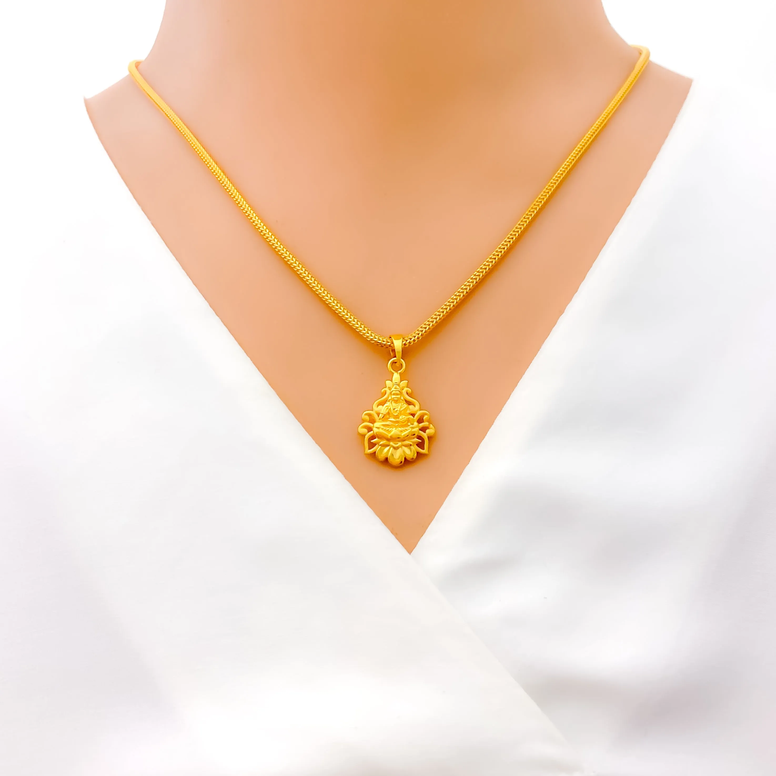 Beautiful  Floral Maha Lakshami 22k Gold Pendant