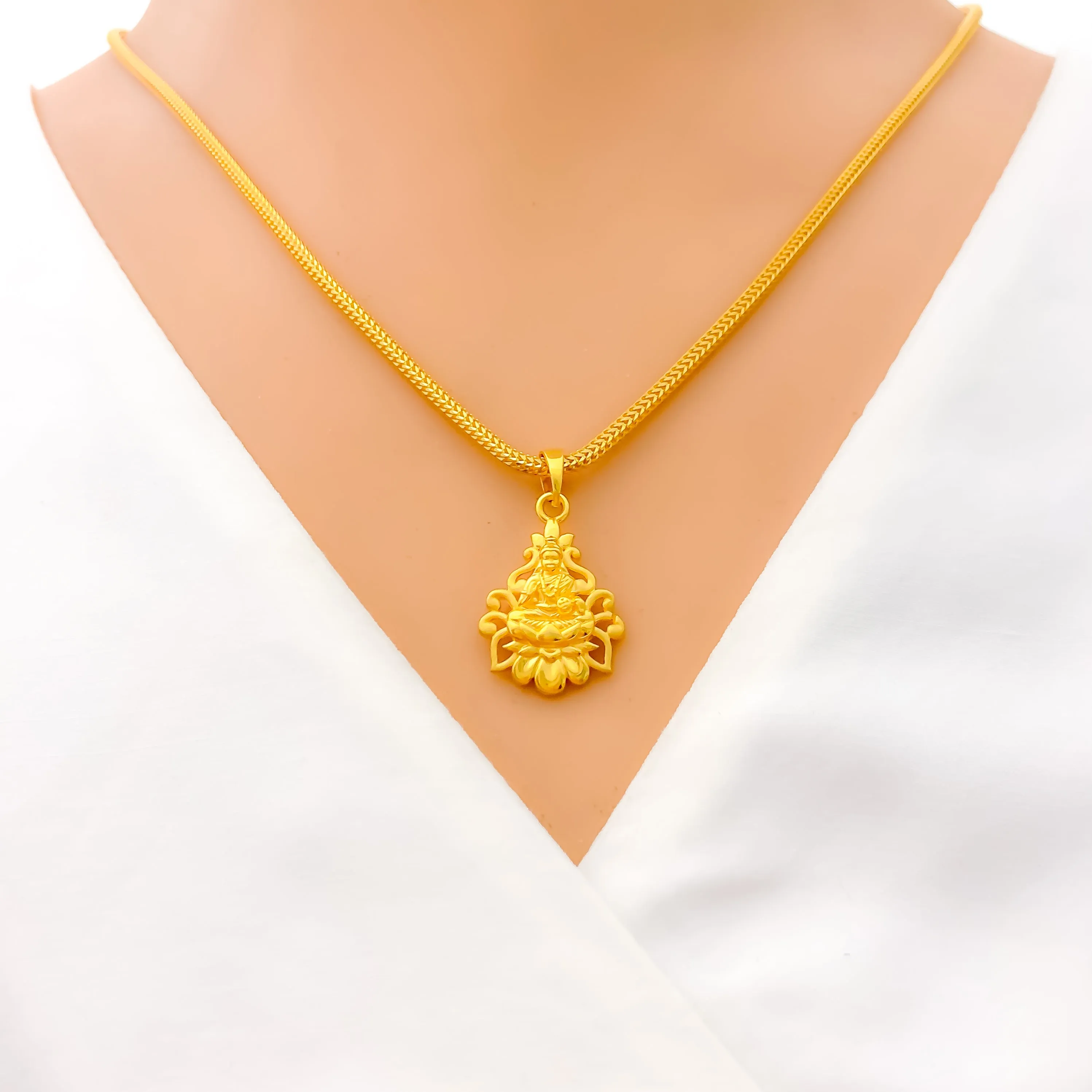 Beautiful  Floral Maha Lakshami 22k Gold Pendant