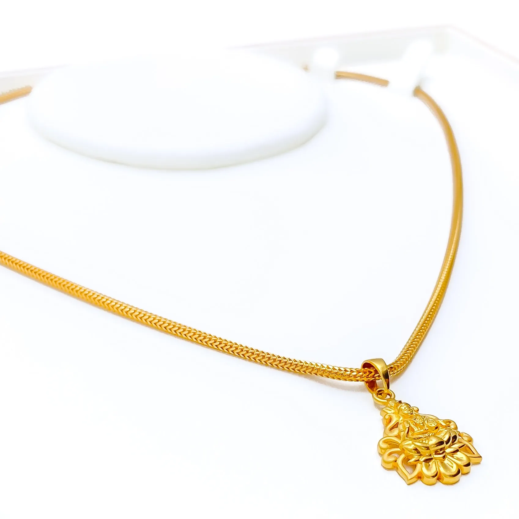 Beautiful  Floral Maha Lakshami 22k Gold Pendant