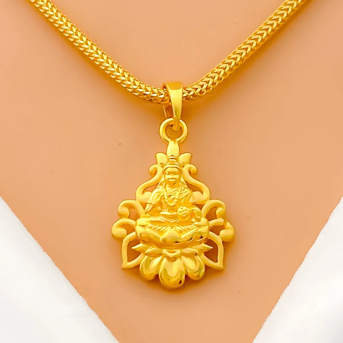 Beautiful  Floral Maha Lakshami 22k Gold Pendant