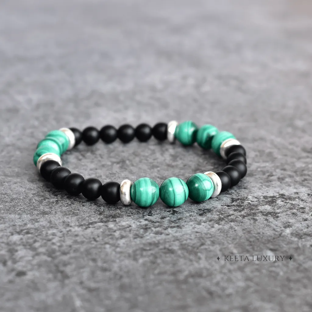 Being Natural - Malachite and Onyx Bead Bracelet