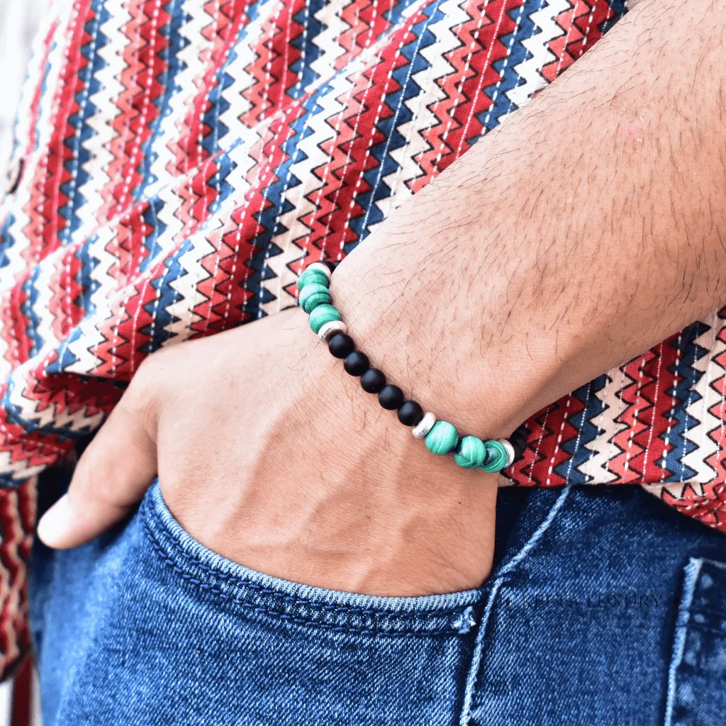 Being Natural - Malachite and Onyx Bead Bracelet