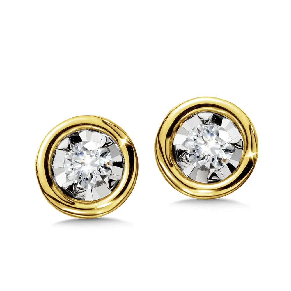 Bezel-Set Diamond Star Solitaire Stud Earrings (1/4 ctw)