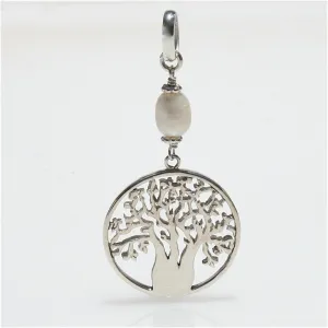 Boab Circle of Life Pearl Pendant Silver Large