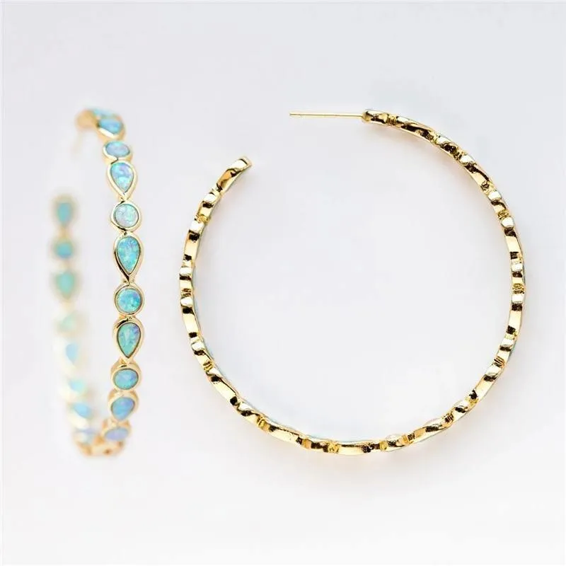 Bohemia Green Blue Opal Hoops