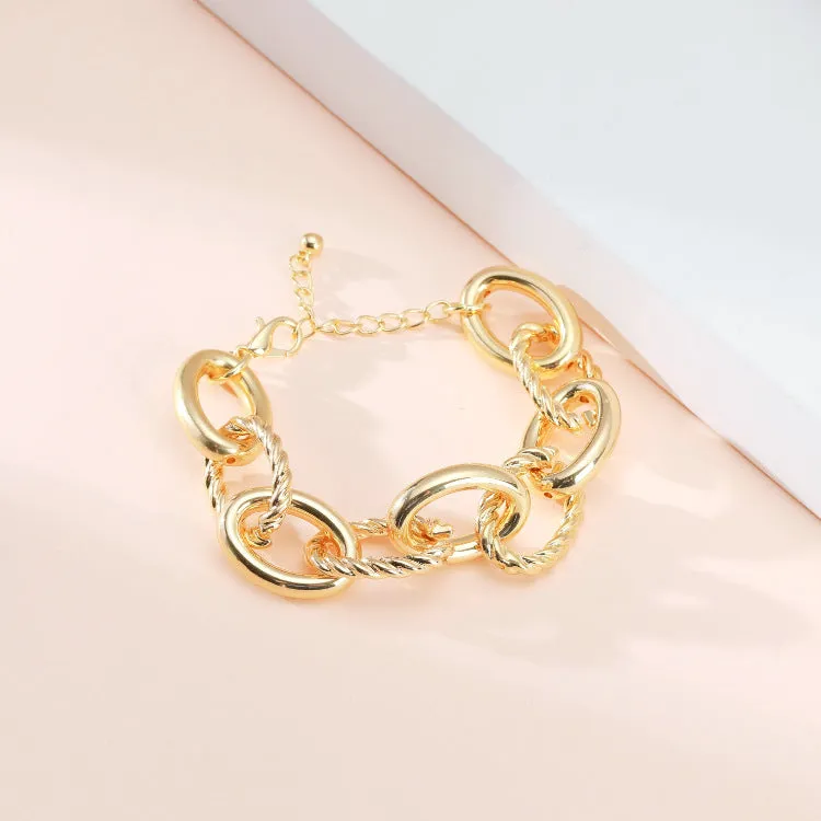 Bracelet O-shaped Thick Twisted Flower Chain Fashionable Personality Polishing