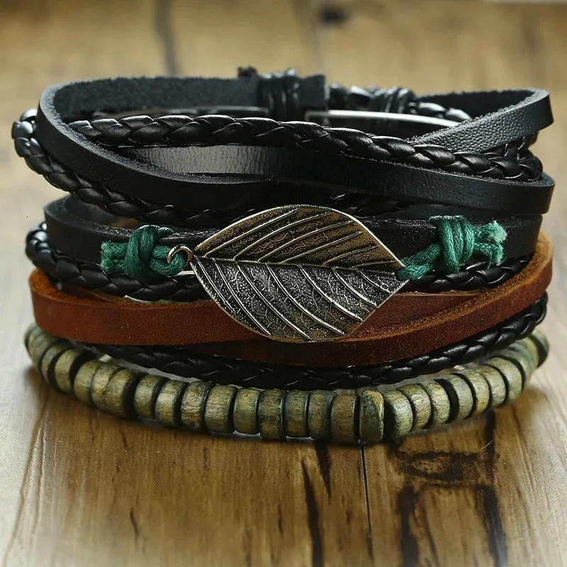 Braided Wrap Leather Vintage Tree of Life Bracelet