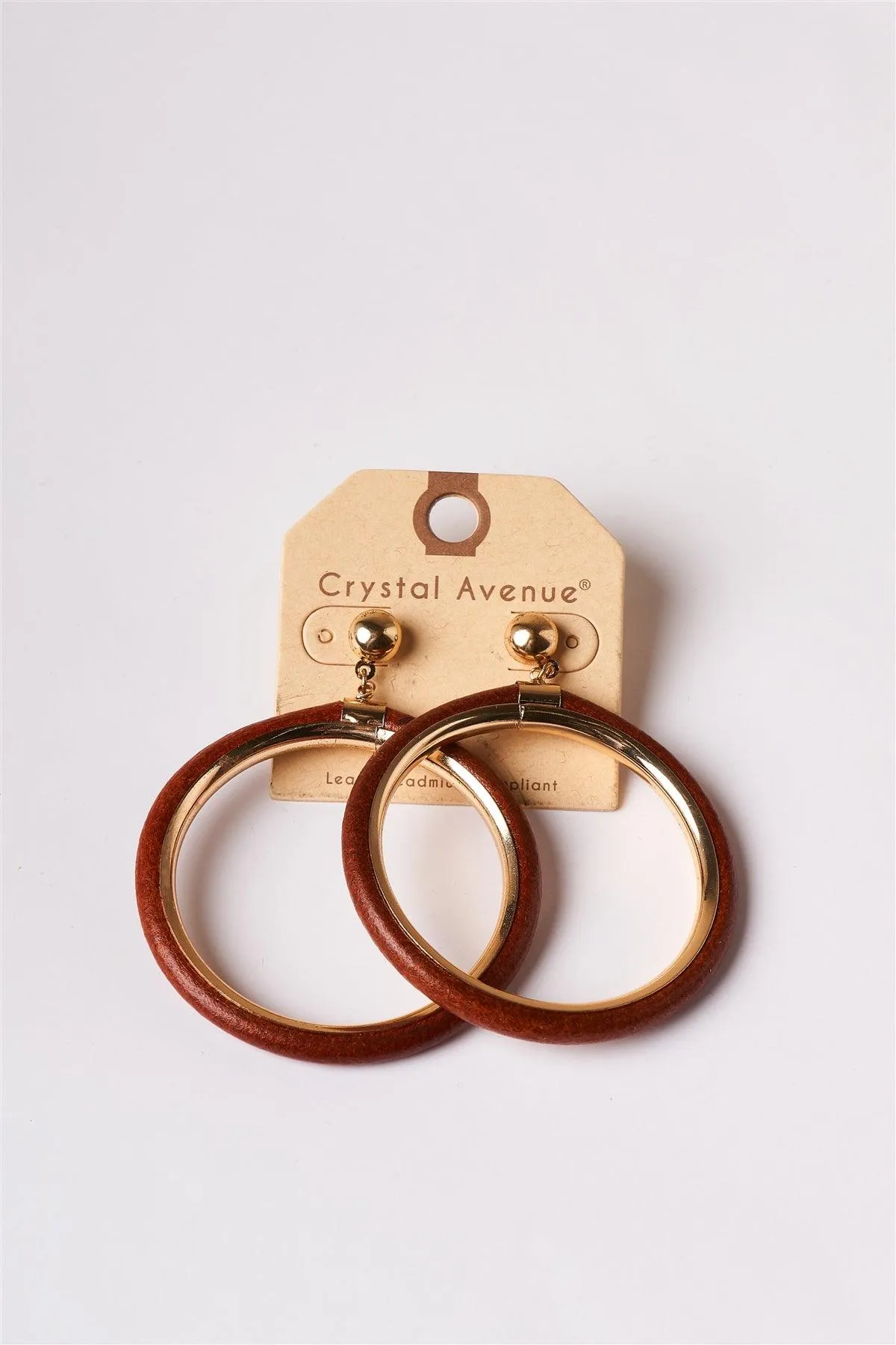 Brown Cylinder C Hoop Earrings /1 Pair