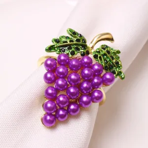 Bulk Set of 12pcs Artificial Fruits Grapes Napkin Rings Hawaiian Luau Party Supplies Favors Wholesale