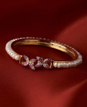 Butterfly Stone Studded Pearl Bangle