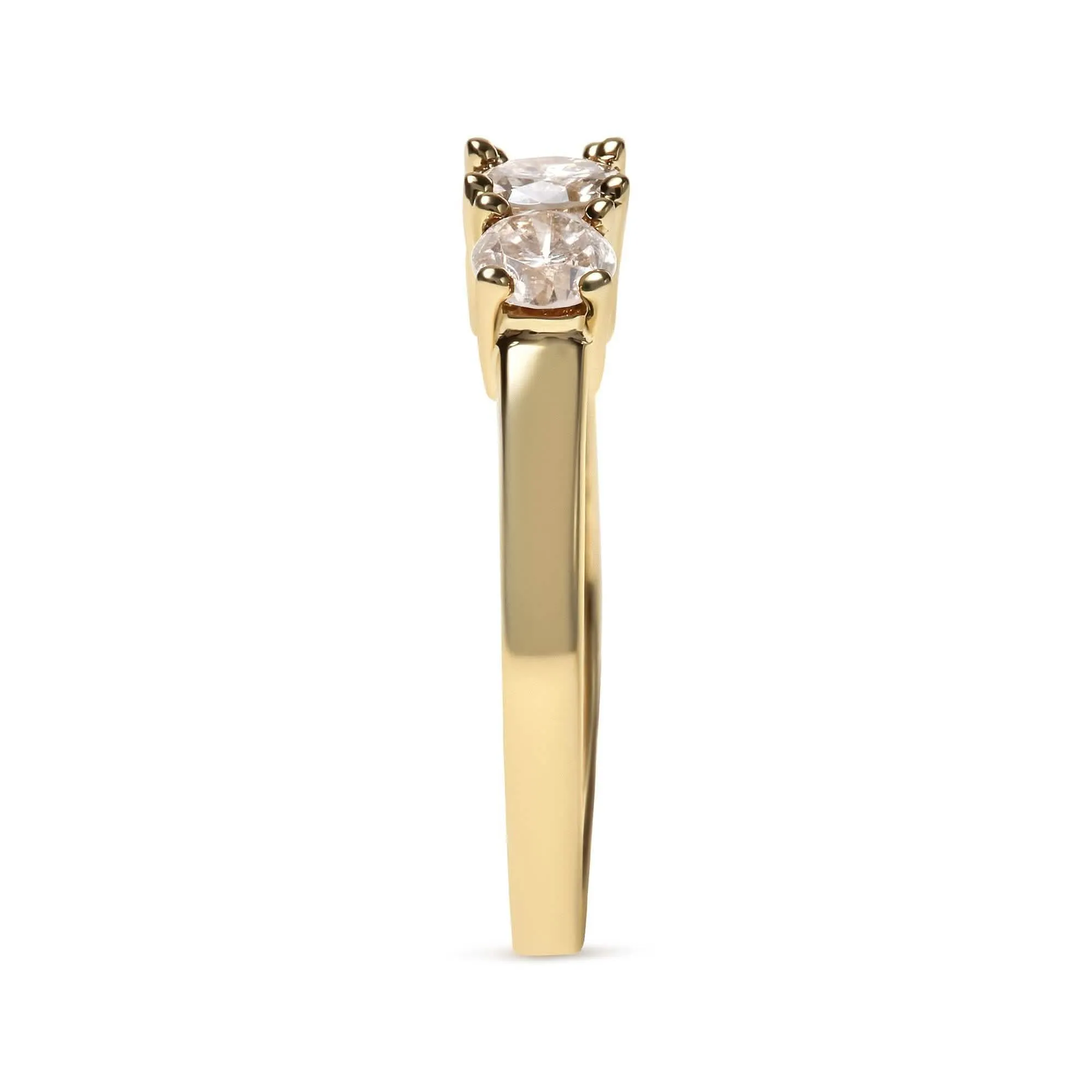 Champagne Diamond Triad Ring in 10K Yellow Gold - 1.00 Cttw