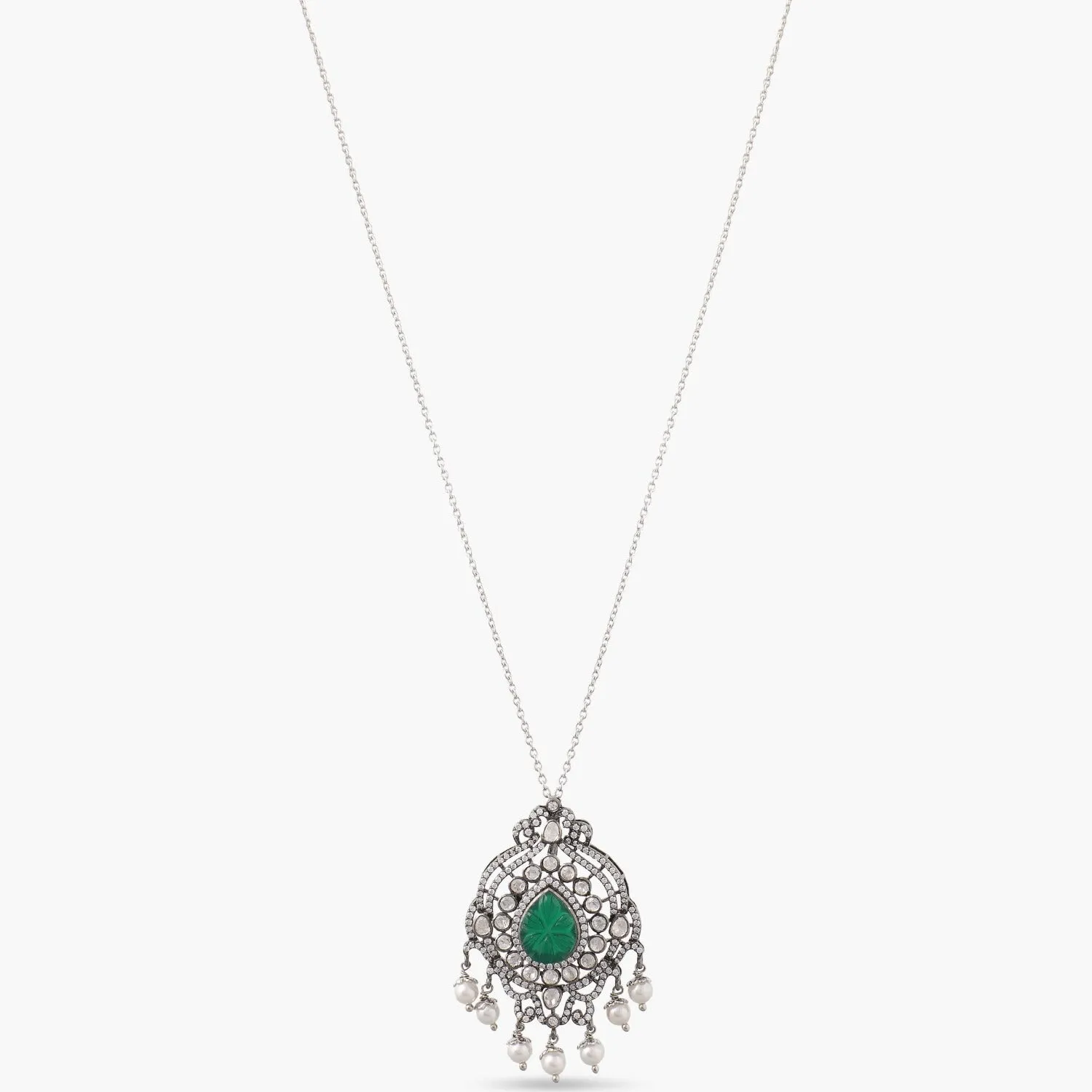 Classic Floral Moissanite Silver Pendant