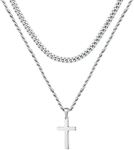 Cross Necklace for Men - Gold/ Black/ Silver Mens Cross Necklaces - St