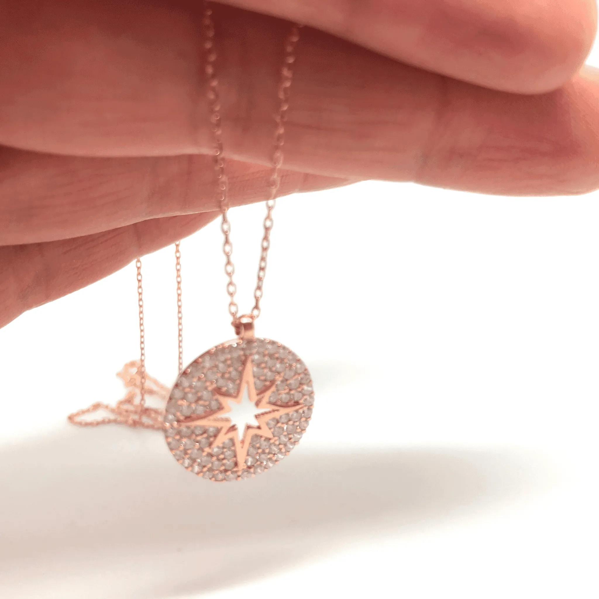 Cubic Zirconia Star Pendant Necklace in Rose Gold, Silver or Black by Naked Nation