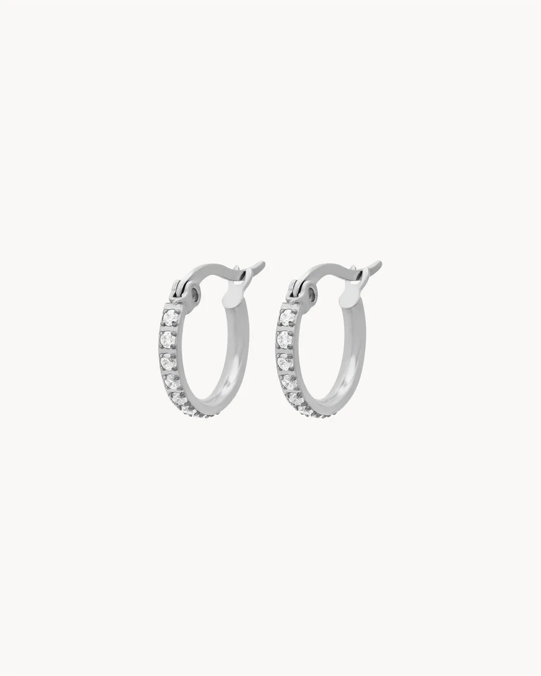 Dainty Starlight Hoop Earrings, Silver