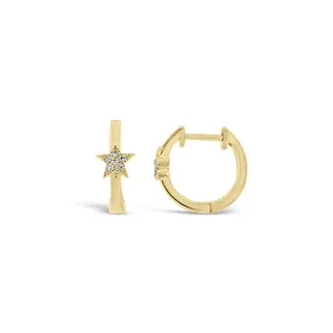 Diamond Star Accent Huggie Earrings