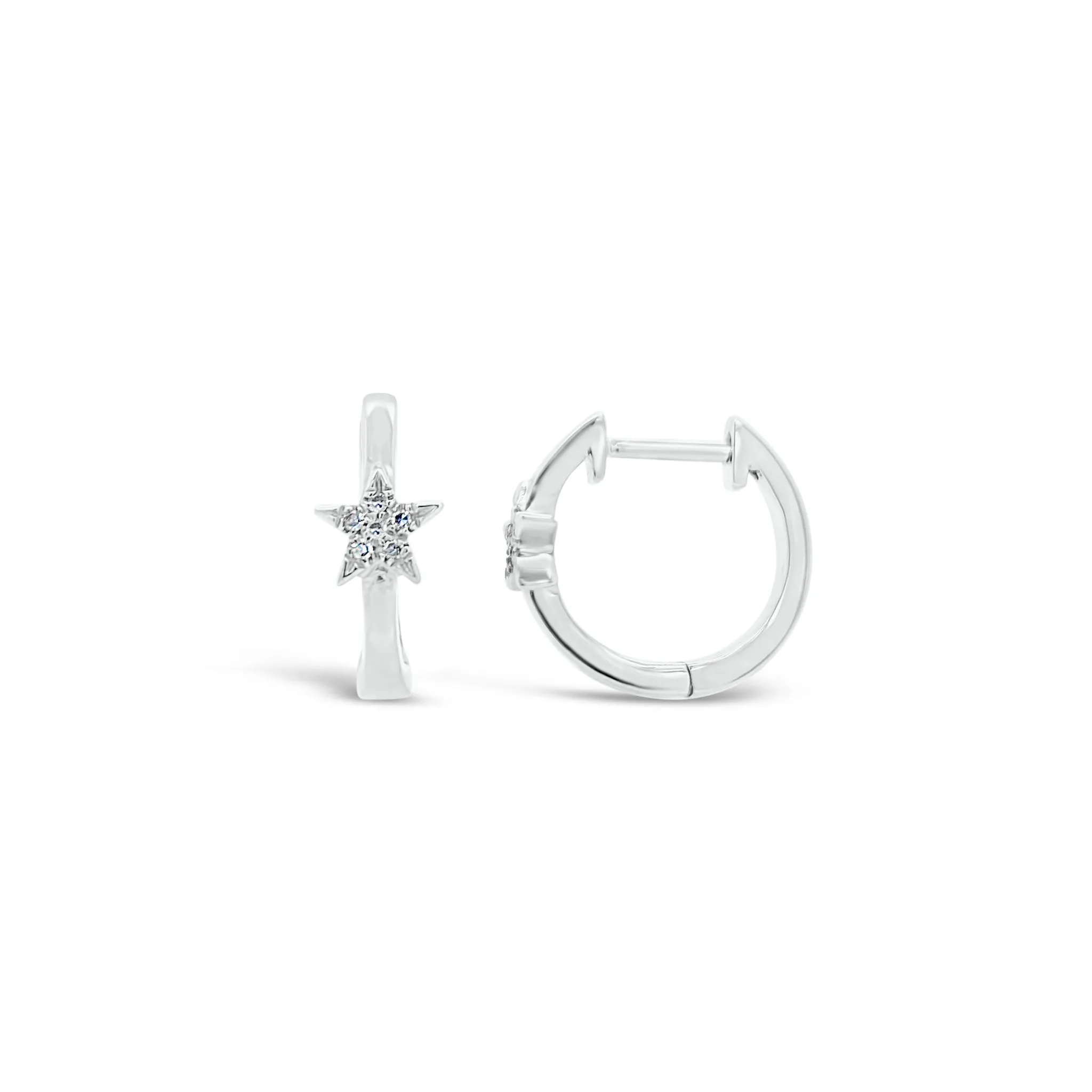 Diamond Star Accent Huggie Earrings