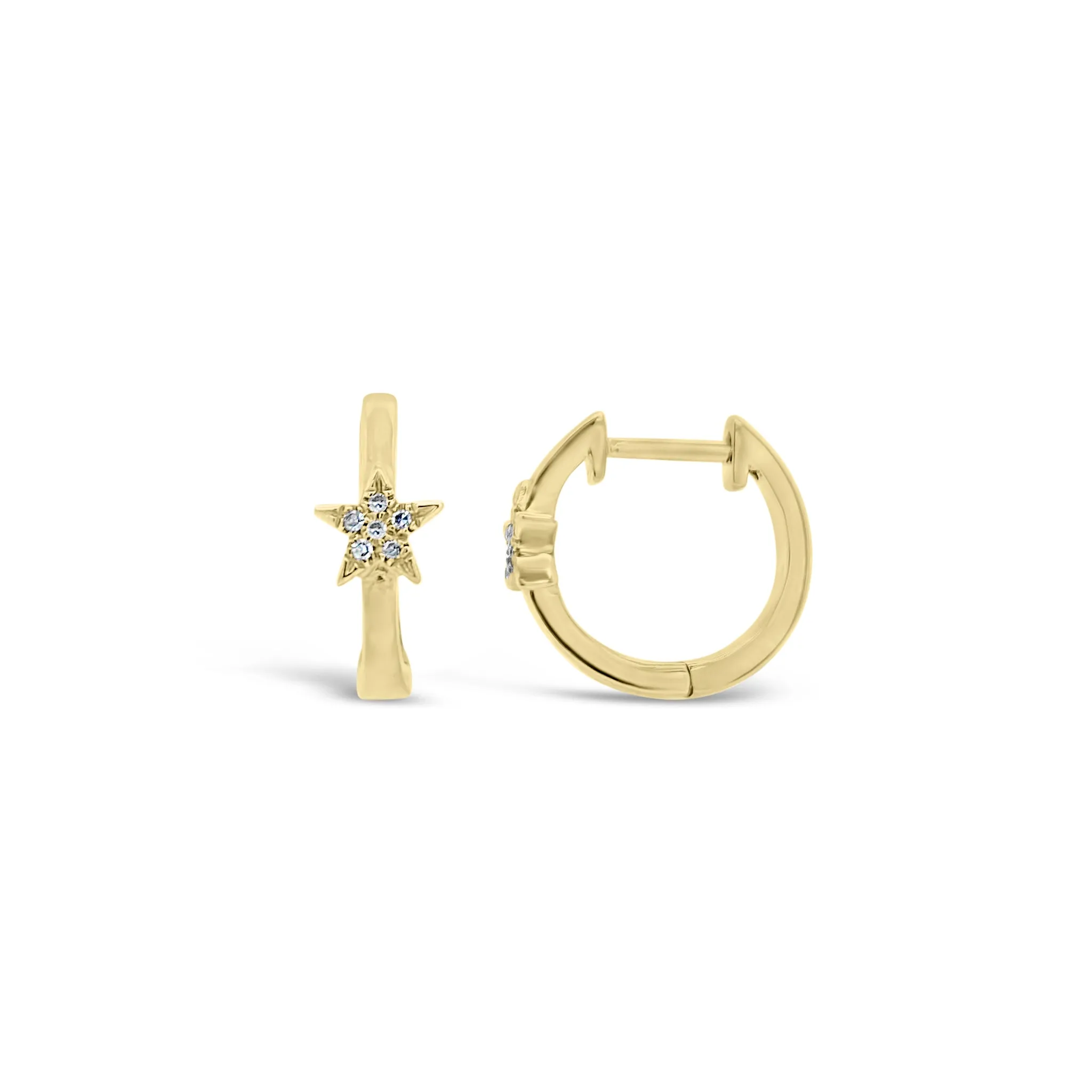 Diamond Star Accent Huggie Earrings