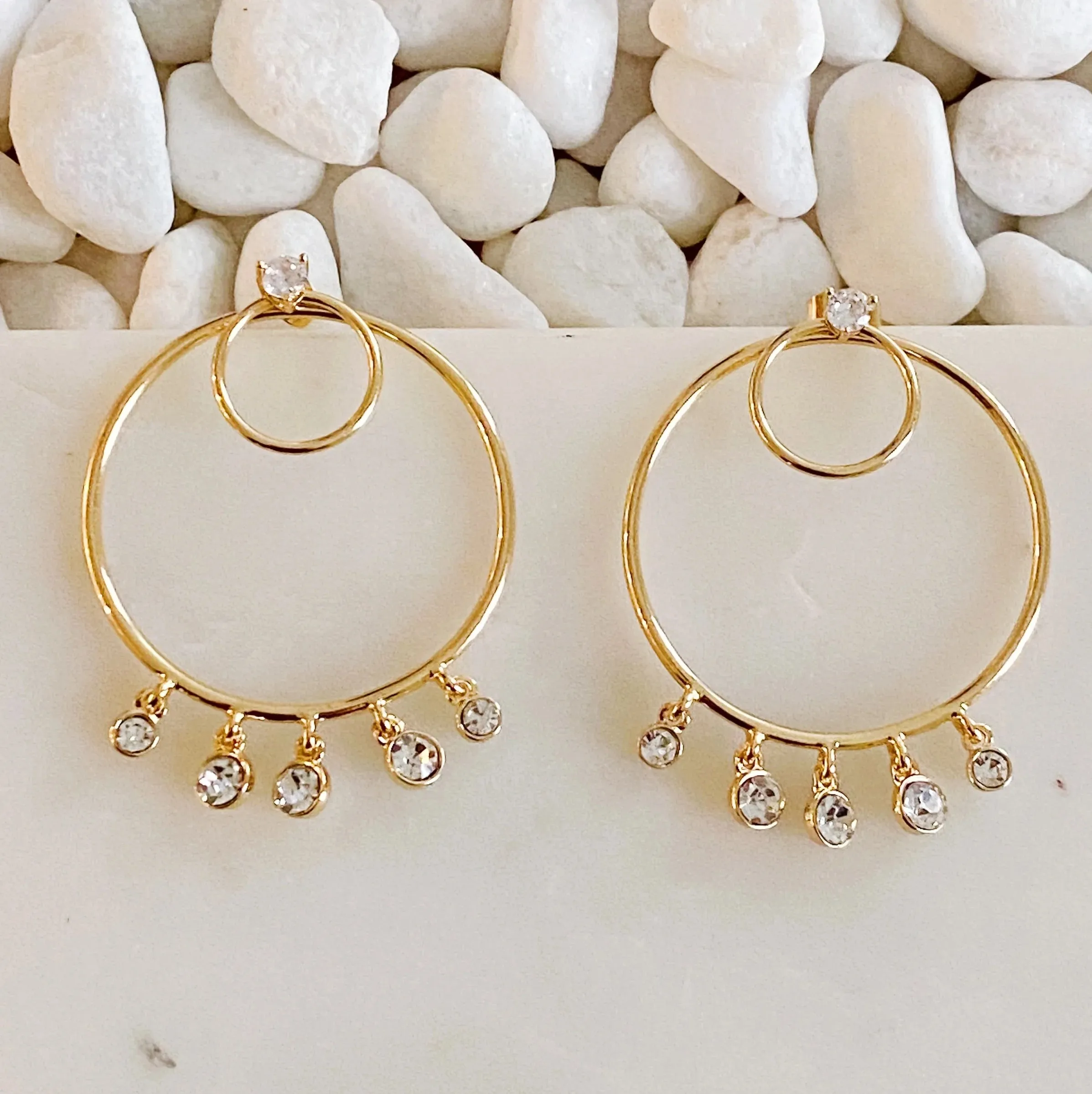 Double Circle Front Back Hoop Earrings