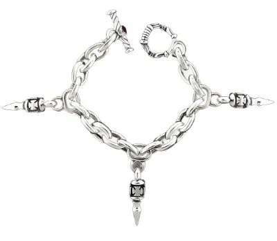 DOUBLE CROSS by Travis Walker - "BULLET CHARM"  Bracelet in Smooth Silver