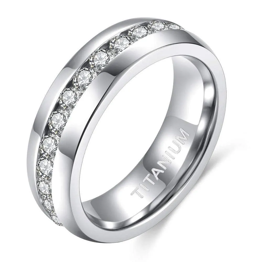 Elegant Created Diamond Titanium Wedding Band