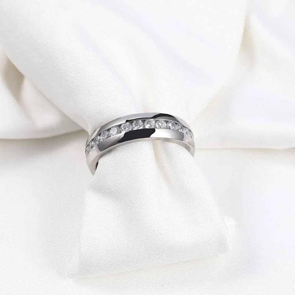 Elegant Created Diamond Titanium Wedding Band