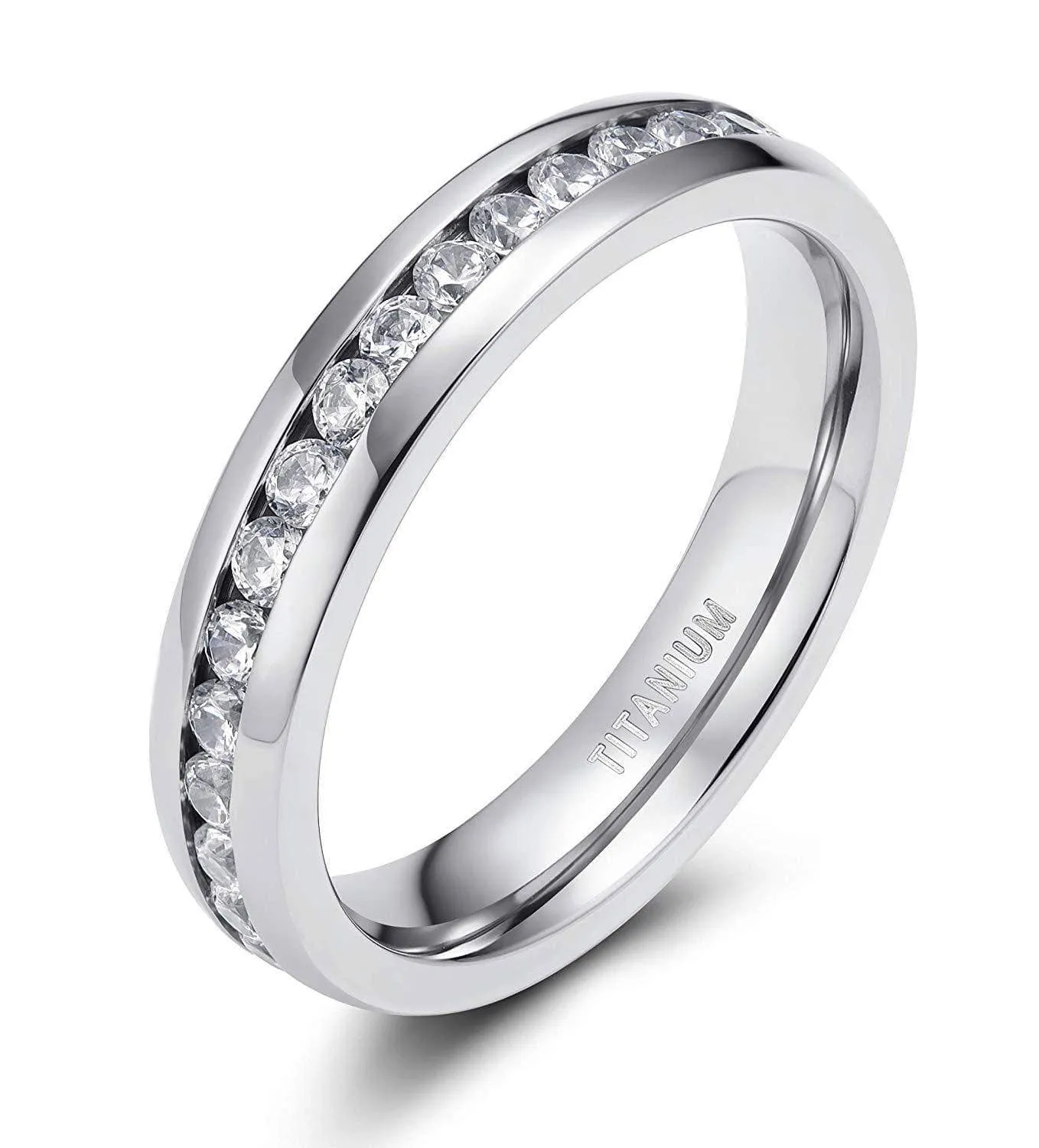 Elegant Created Diamond Titanium Wedding Band