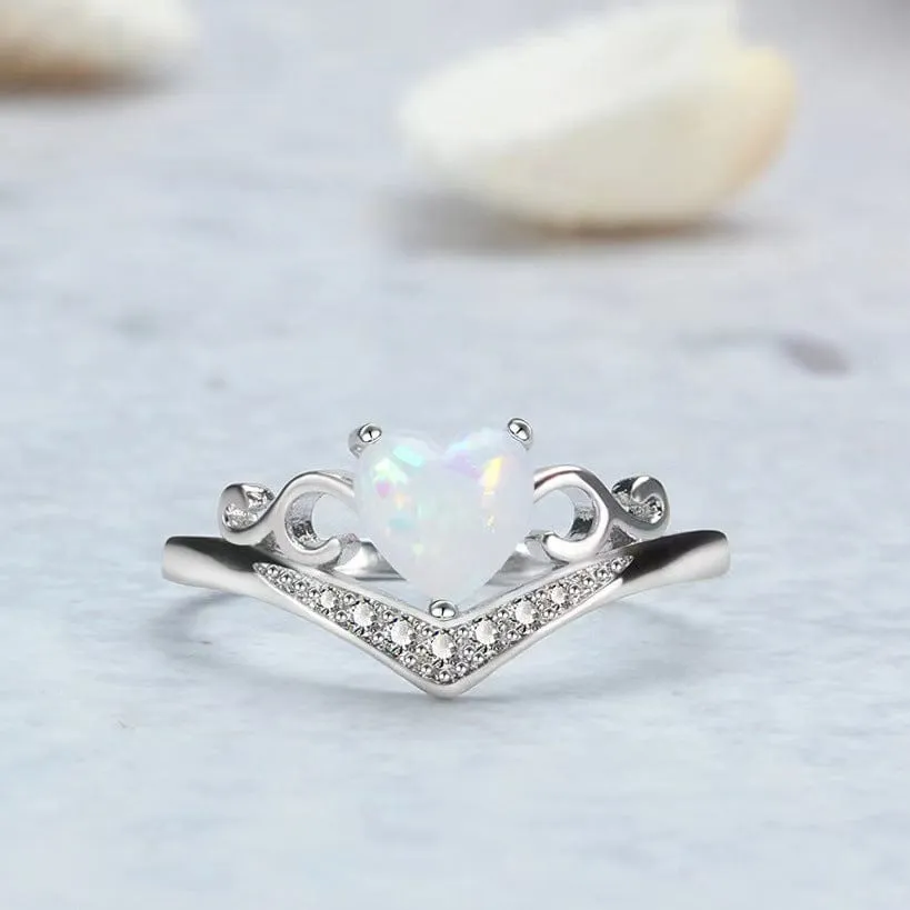 Elegant Opal Heart Ring SK586