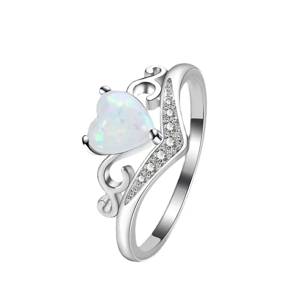 Elegant Opal Heart Ring SK586