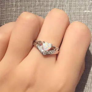 Elegant Opal Heart Ring SK586