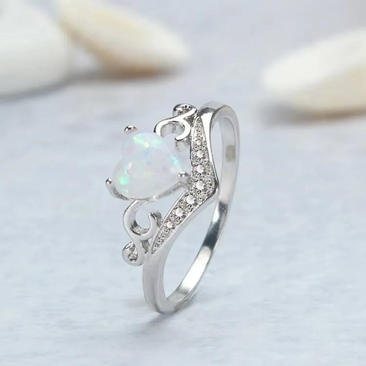 Elegant Opal Heart Ring SK586