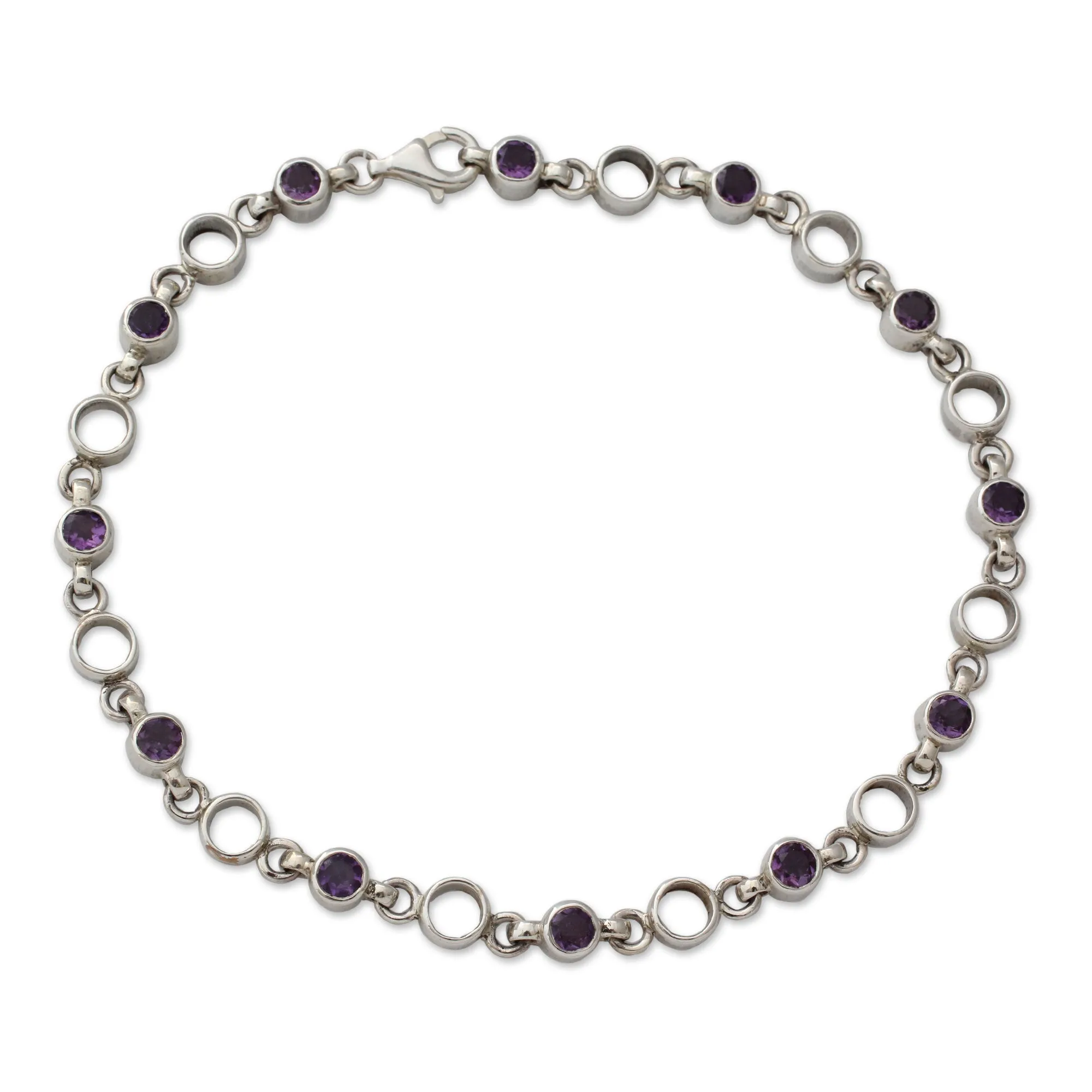 Elegant Simplicity Fair Trade Jewelry Amethyst Sterling Silver Anklet