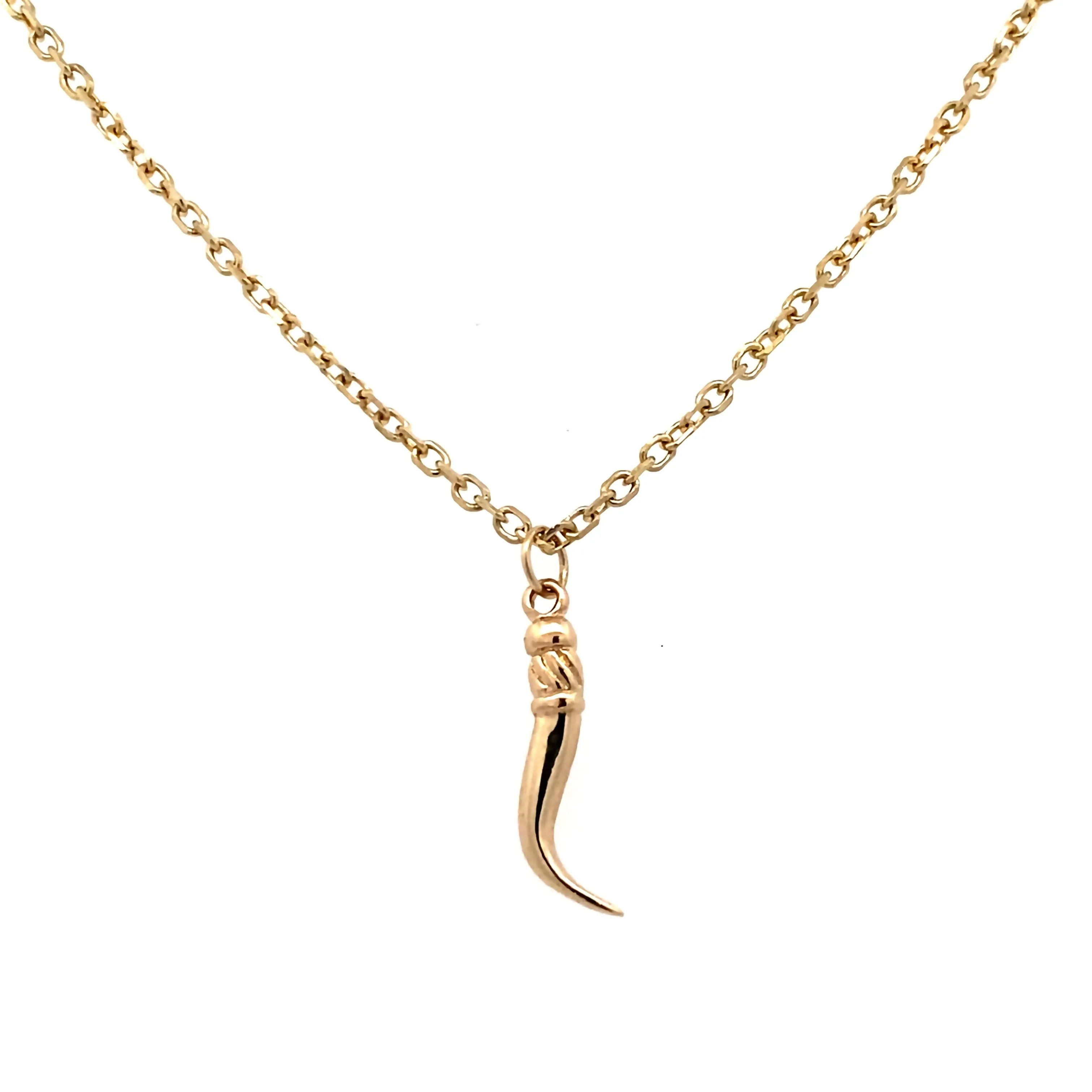 Estate Yellow Gold Italian Horn Pendant