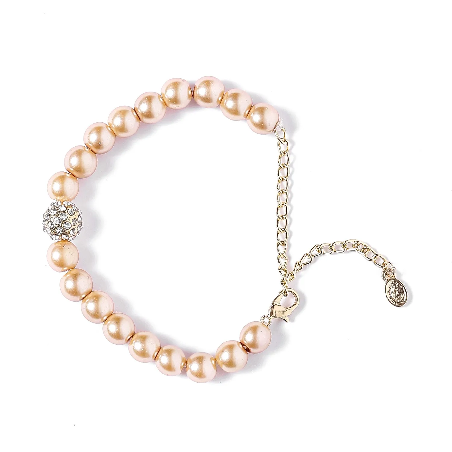 Estele - Fancy Cream Pearl Single line Bracelet with Crystal Balls