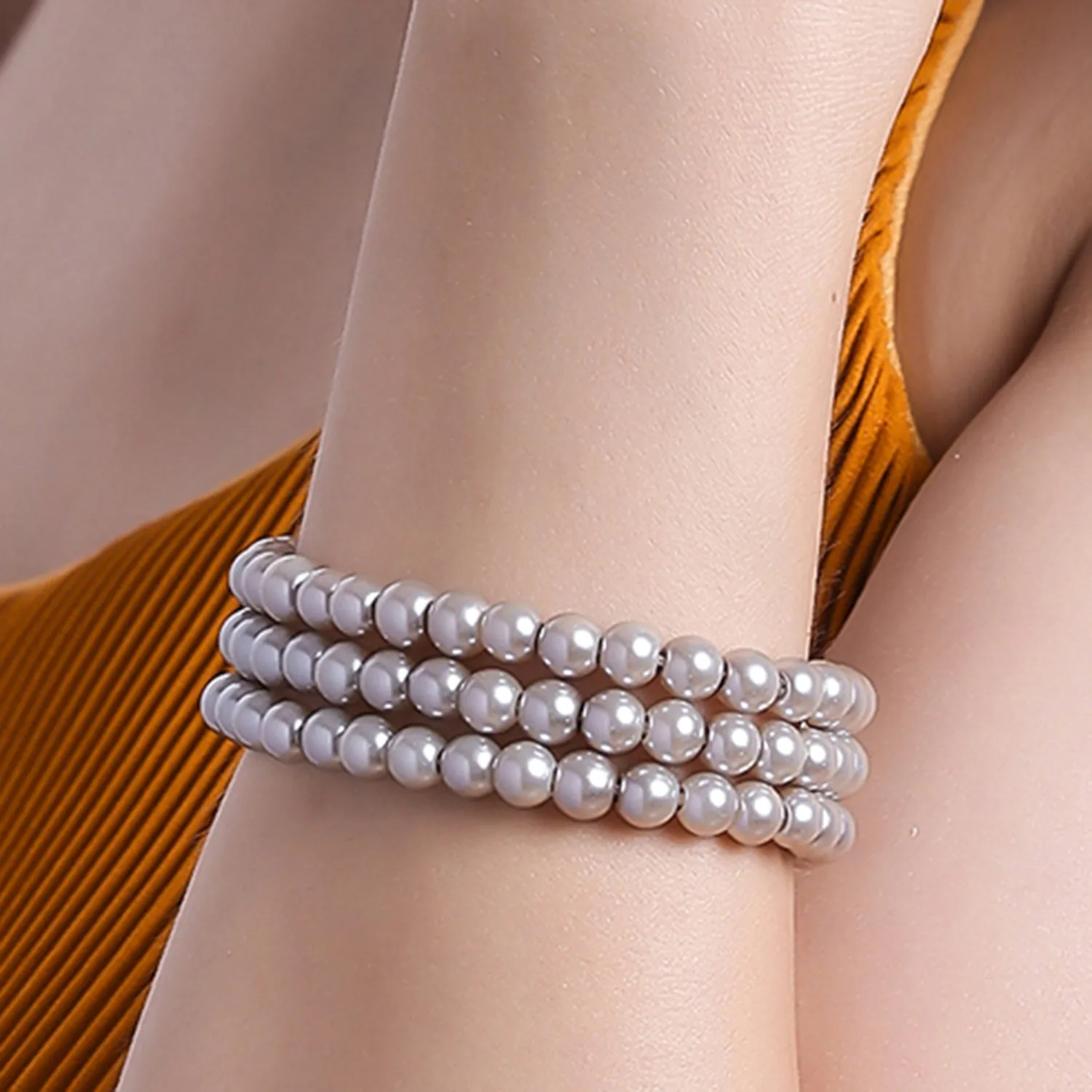 Estele - Purple Pearl Three Line Bracelet