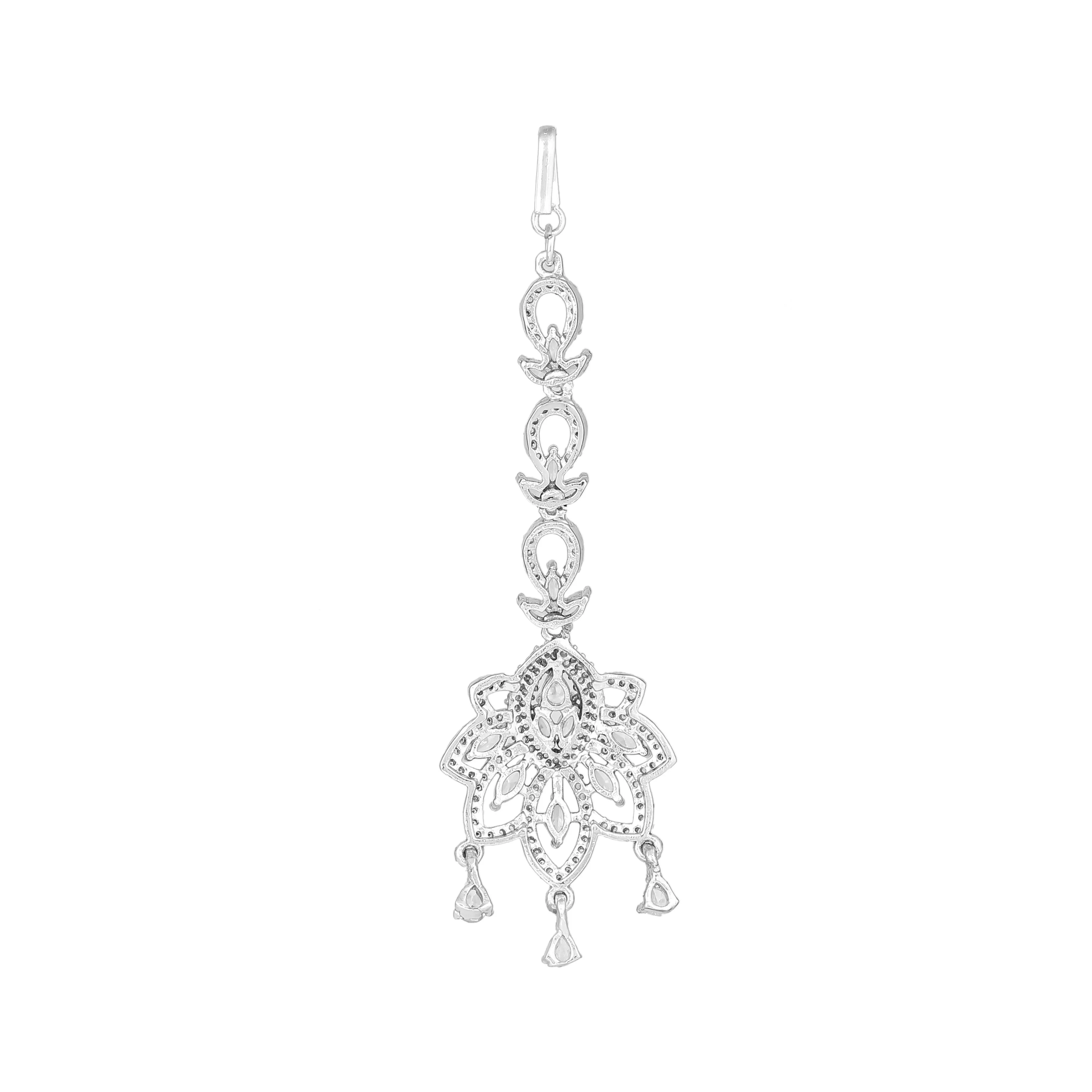 Estele Rhodium Plated CZ Flower Designer Maang Tikka for Women