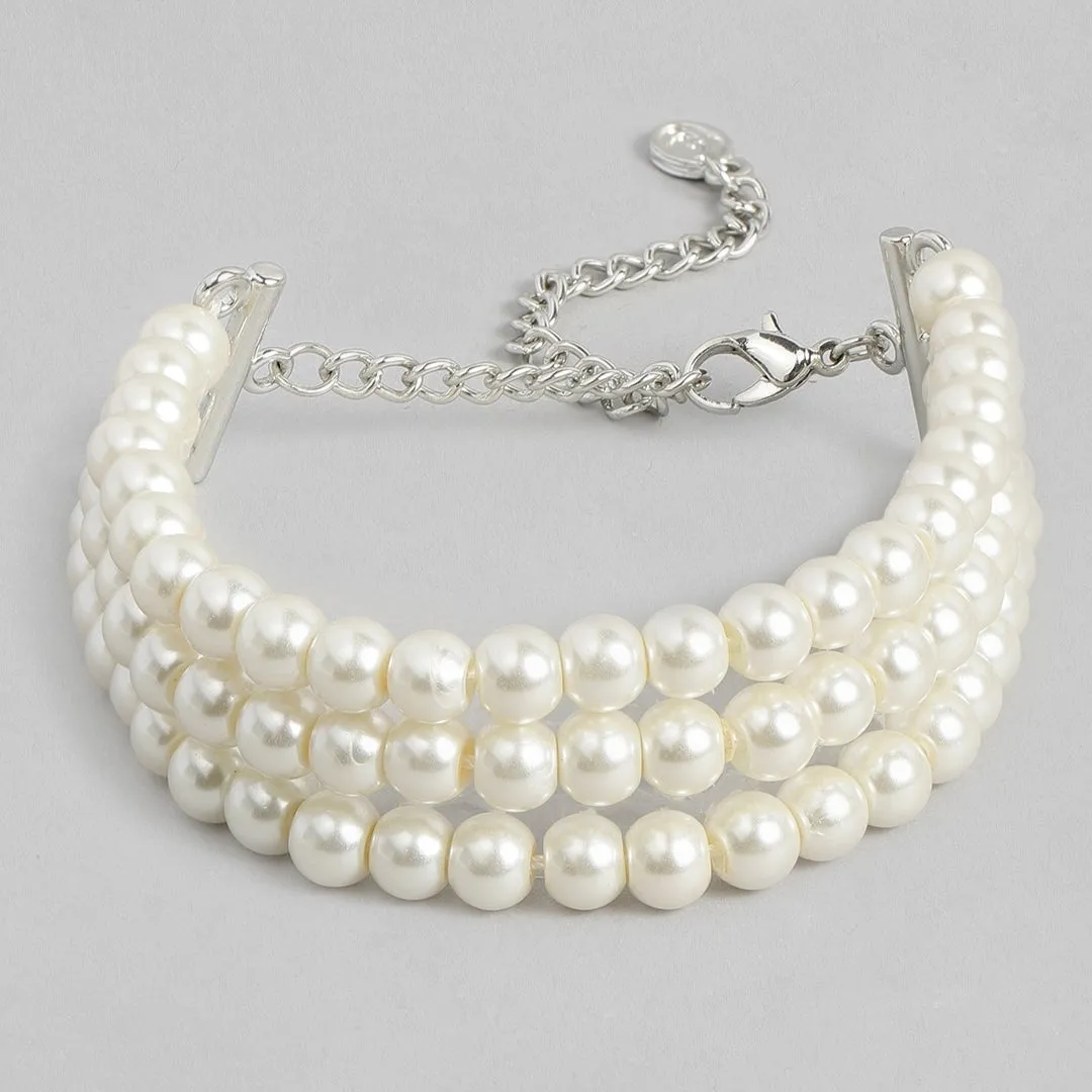 Estele - White Pearl Three Line Bracelet