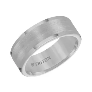 FAIRFAX Flat Tungsten Carbide Wedding Band with Satin Finish and Bright Polished Round Edges by Triton Rings - 8 mm