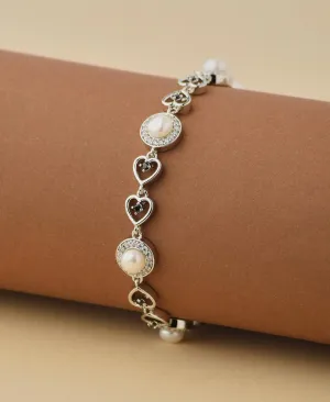 Fashionable Stone Studded Real Pearl Bracelet