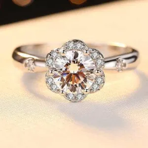 Flower petals Elegant Diamond Engagement Ring