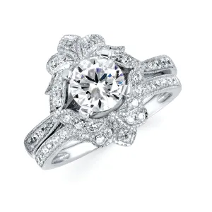 Forever Elegant&trade; 1/3 Ctw. Diamond Semi Mount shown with 1 Ct. Round Center Diamond in 14K Gold