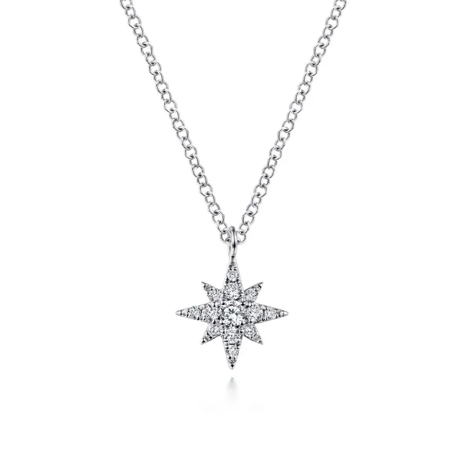 Gabriel & Co  White Gold Diamond Star Pendant