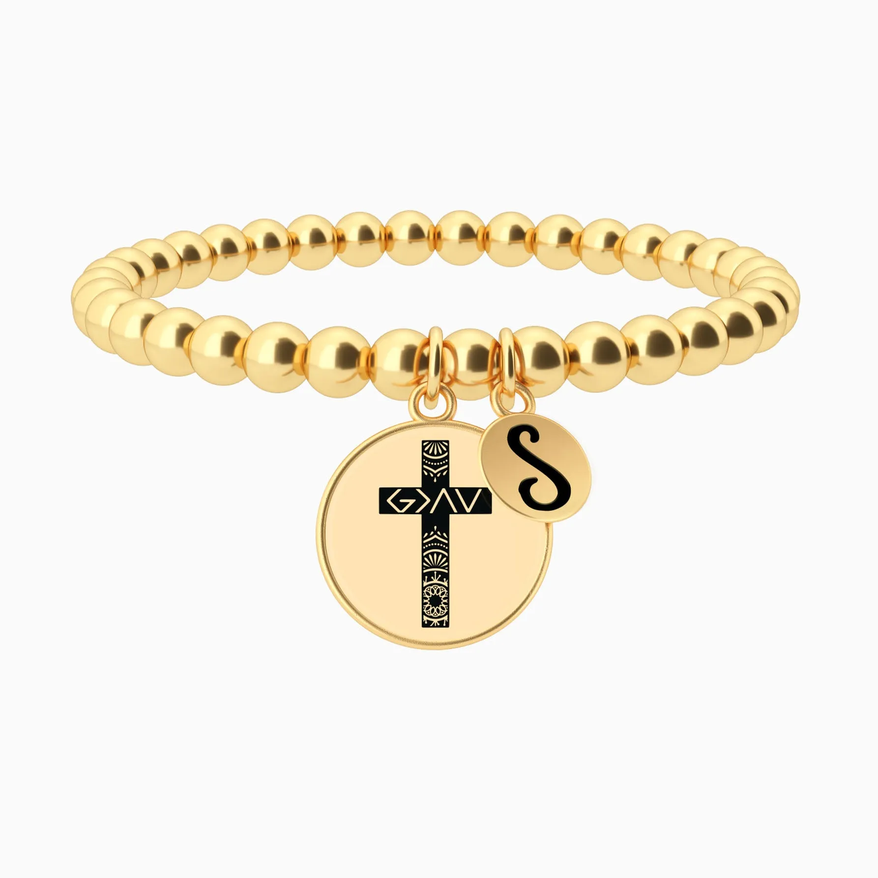 God Is Greater - Cross - Beaded Bracelet